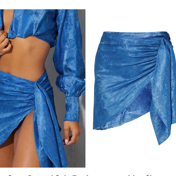 NWT PLT Blue side tie skirt - Picture 5 of 11